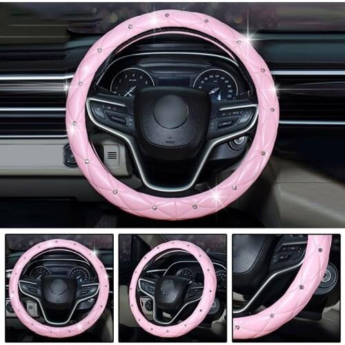 Steering Wheel Cover Crystal Rhinestone Covered 13 Styles Anti-slip For 38CM Car Styling Steering-wheel For Girl Women 1 Pcs
