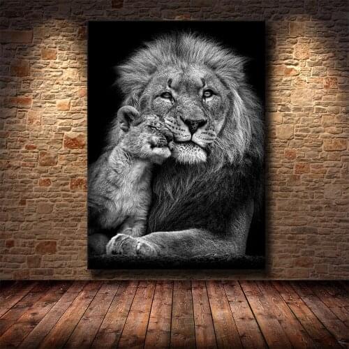 Black African Wild Lions Family Canvas Paintings on the Wall Art Lions Poster And Prints Animals Art Wall Pictures Cuadros Decor