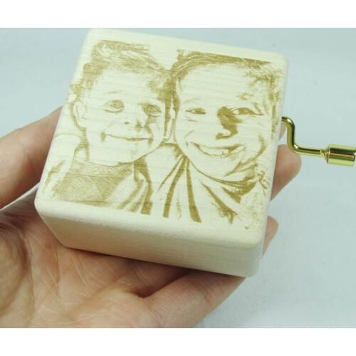 Handmade Nature wood customized photo music box diy special souvenir gift box, birthday wedding Christmas gifts free shipping