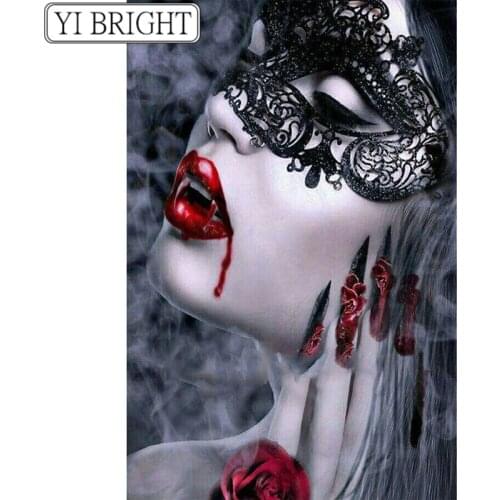 DIY Diamond Painting Cross Stitch Vampire Woman Pattern Mosaic Crystal Needlework 5D Full Cube Embroidery Beadwork Home Decor