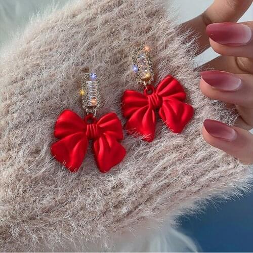 Exknl Bowknot Statement Big Earrings for Women Wedding Party Black Trendy Korean Drop Earrings 2021 Jewelry Wholesale Bijoux