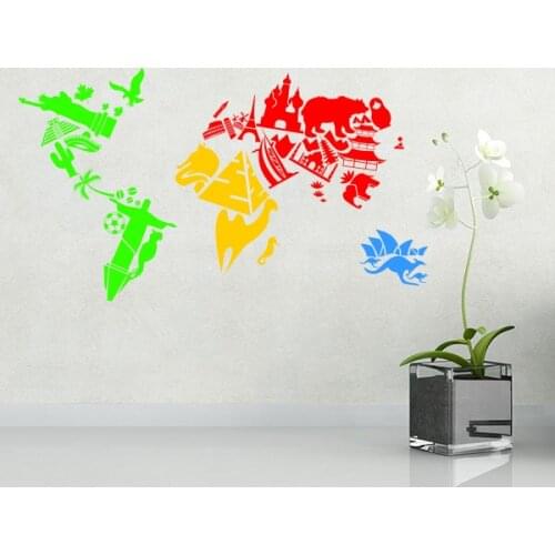 Flag map of World wall vinyl sticker custom made home decoration wall sticker wedding decoration PVC wallpaper fashion design