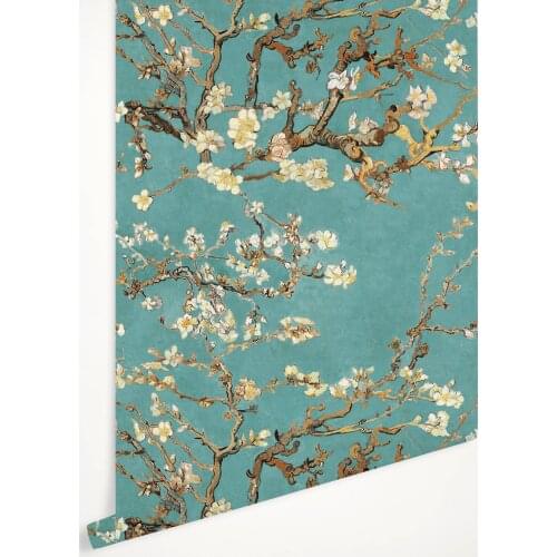 Oil Paint Almond Branches by Van Gogh Roll Wallpape for Living Room Bedroom