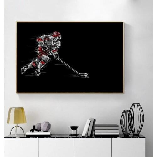 Black Canvas Painting Ice Hockey Sports Poster Abstract Wall Art Posters and Prints Pictures for Living Room Decor Cuadros