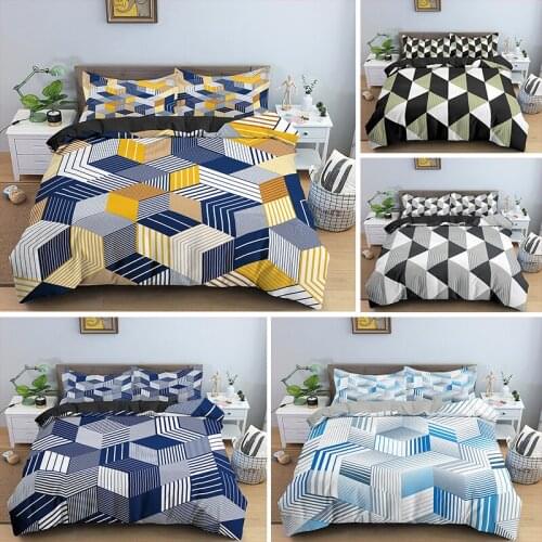 3D Geometry Bedding Set Duvet Cover Sets Quilt Cover Twin Queen King Bed Linens Pillowcase Bedclothes