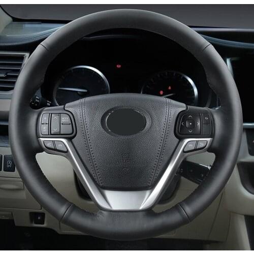 Hand stitch leather steering wheel cover Sun Protection Firmly fit durable For Toyota Highlander Carola Camry Levin REIZ RAV4