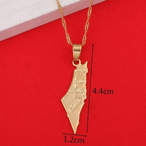Israel Map Pendant West Bank Pendant Necklaces Chain Gold Color Jewelry For Women Men Map Of Israel Necklaces