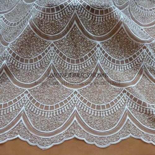 La Belleza New fashion bridal off white beading wedding dress lace fabric 47'' width
