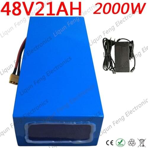 48V Lithium Battery 48V 20Ah Battery 48V 10Ah 12Ah 13Ah 15Ah 16Ah 18Ah 21Ah Electric Bike Battery For 48V 2000W 1000W 500W Motor