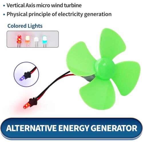 Mini Wind Turbine Alternative Energy Generator Mini Motor with Blade LED DIY Kit N02 19 Dropship Physical power generation