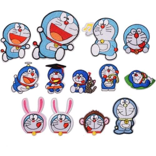 Cartoon Anime Doraemon Movie Stars Embroidery Patches Iron On For Clothing Child clothes Diy Clothing Accessories Stickers