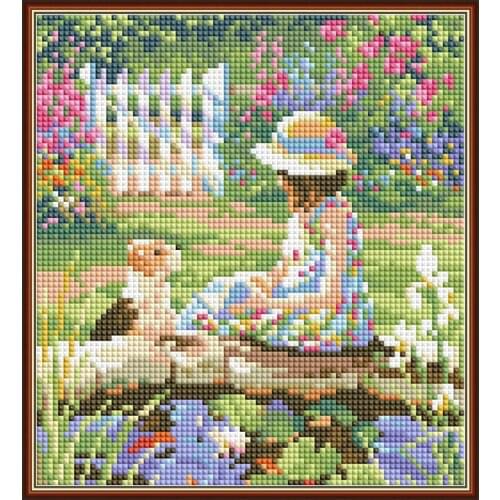 Girl and puppy 5D DIY round/square diamond painting kit simple handmade diamond embroidery set rhinestones home decoration gifts