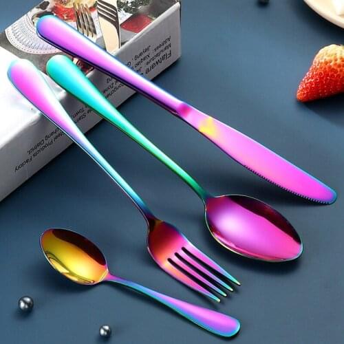 4Pcs/set Black Cutlery Set Stainless Steel Silverware Dinnerware Western Flatware Set Dinner Knife Fork Spoon Dropshipping