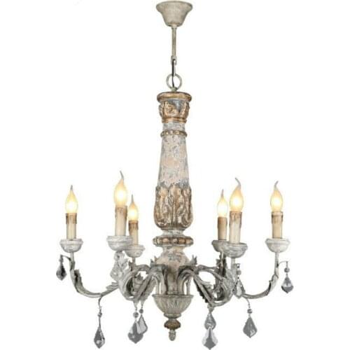 Neoclassical american wood art old retro living room chandelier nordic antique wood hotel lamp LB01033