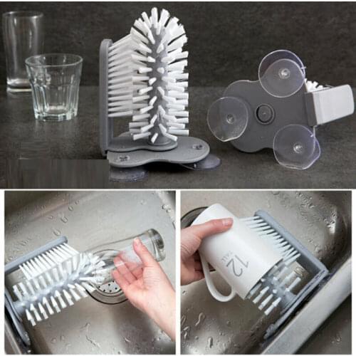 2020 Newest Fashion Suction Wall Lazy Cup Brush Glass Cleaning Brush Kitchen Rotating Cleanning Tool