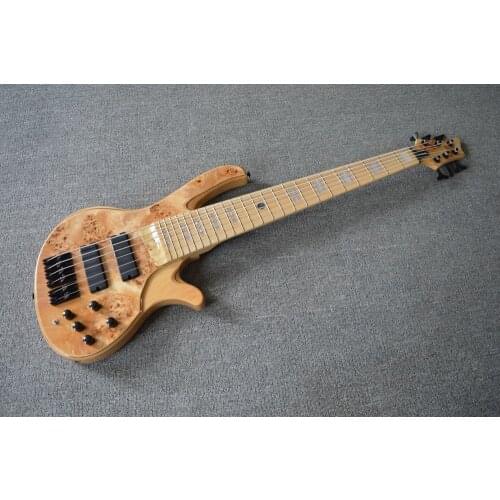 2018 new + factory + Custom 6 strings electric bass special cutaway maple top bass in bolt on style 9V active pickups bass