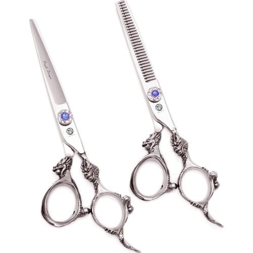 Scissors for Hairdresser 6" 5.5" Japan 440C Purple Dragon Hair Cutting Scissors Set Salon Haircut Thinning Shears add Case 9004