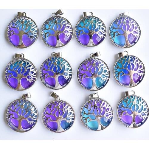 Wholesale 12pcs/lot new fashion 3 Color Glass beads tree of life Pendants for jewelry accessories marking free shipping