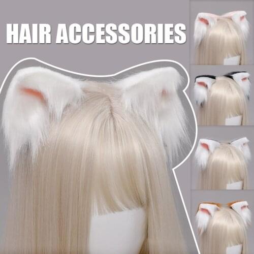 Plush Cat Ears Headband Beautiful Fox Ear Headband Halloween Accessories Lolita Anime Party Cosplay Costume JK Hair Band