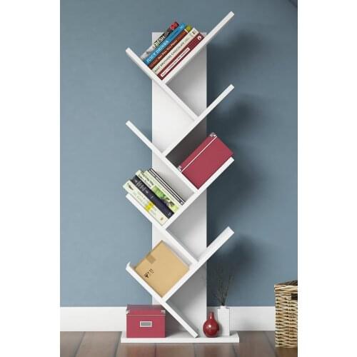 Hittite Shelf Bookcase White bookcase wood tree living room sundries storage holder cabinet home decor stand book rack