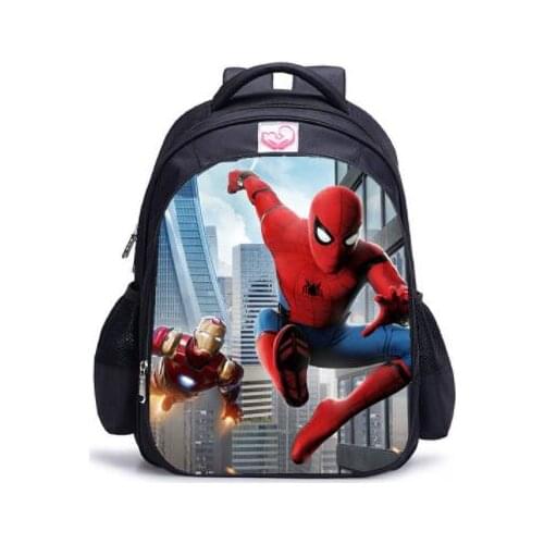 16 InchCartoon SpiderMan Backpack Large Capacity Double Zipper Schoolbag Fashion Boys Boolbags for primary school students