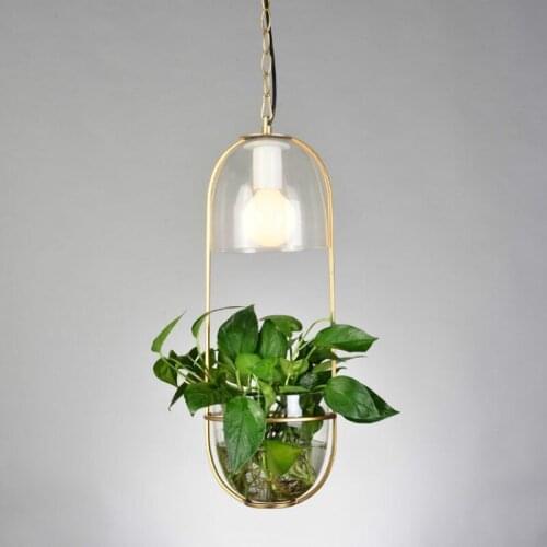 Modern Pastoral Nordic Creative Hydroponics Plant Pot Iron Glass Led E27 Pendant Light For Garden Balcony Dining Room 1947