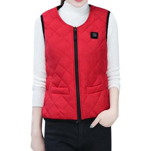 Warm Women Winter USB Infrared Heating Vest Flexible Electric Thermal Waistcoat Fish Hiking Euro Size M-2XL Outdoor Jackets