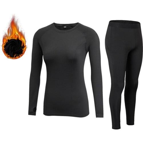 Winter Thermal Underwear Women Sets Stretch Plus Velvet Ladies Long Johns Warm Quick Dry Thermo Intimates Solid Pajamas