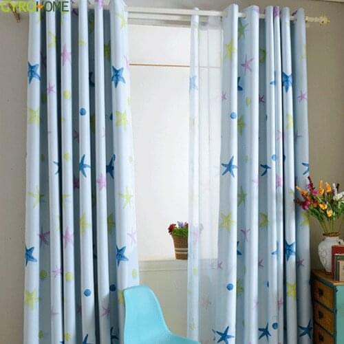 GYC2388 Starfish Printed Shade Curtains Livingroom Bedroom Balcony Home Window Decor Voile
