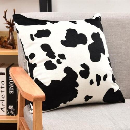 1Pc Cow Pattern Pillow Case Decorative Short Plush Pillow Case Cushion Cover for Sofa Bedroom