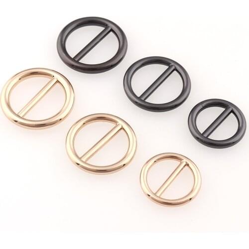 12pcs Alloy Round Tri-glide Buckles 14mm 18mm 20mm Webbing Slider Gun black Silver For Backpack Straps Pets Collar Accessories