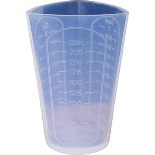 250ml Triangular Silicone Measuring Cup Clear Plastic Reusable Mixing Cup DIY Epoxy Resin Stain Paint Tool Accessories