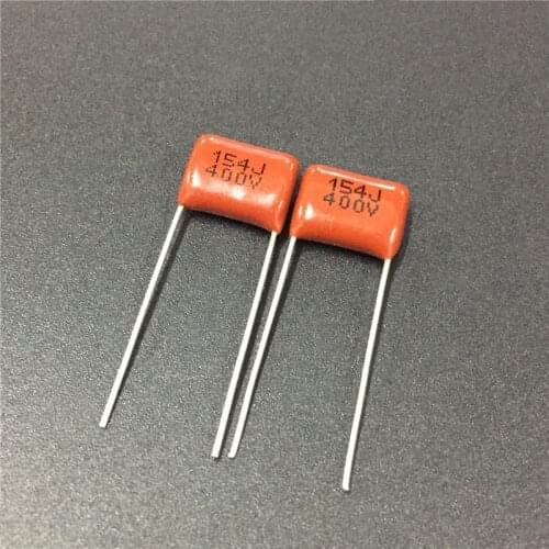 50pcs CBB capacitor 154 400V 154J 0.15uF 150nF P10 CBB21 Metallized Polypropylene Film Capacitor