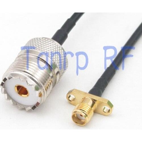 8in UHF female SO-239 to SMA female with 2 hole panel RF connector adapter 20CM Pigtail coaxial jumper cable RG174 extension