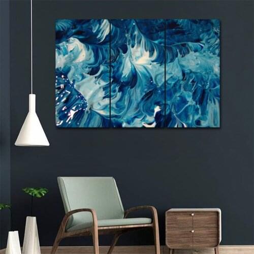 Abstract oil painting blue tones 3 piece KIT HD Canvas Painting Modern Home Decoration Living Room Wall Decor Picture