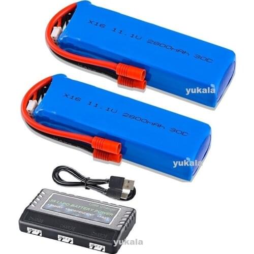 11.1V 2800mAh Lipo Battery 30C 3S With Charger For XK X350 KBAYAN X16 X21 X22 RC Drone Rc Quadcopter parts 11.1 v 2800 mah