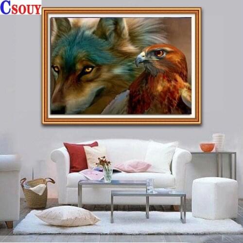 DIY Full Diamond Painting Wolf & Eagle Diamond Mosaic Drawing Full Square Round Drill Diamond Embroidery Cross Stitch Home Decor