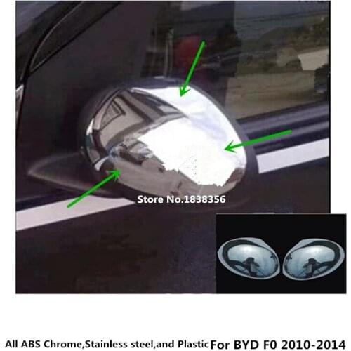 For BYD F0 2010 2011 2012 2013 2014 ABS chrome decoration Car stick rear view Rearview Side glass Mirror Cover trim frame 2pcs