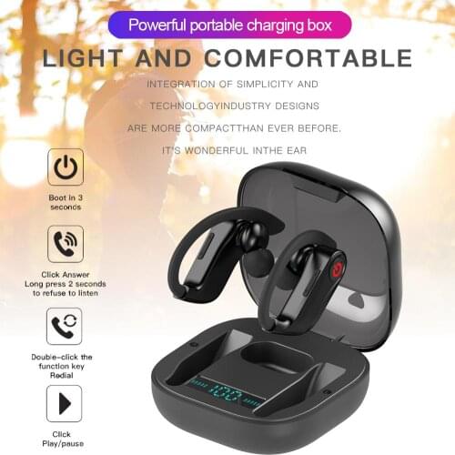 Bluetooth Earphone TWS Sport Headphones Noise Canceling True Wireless Earbuds Handsfree with Mic Waterproof Power Pro Display