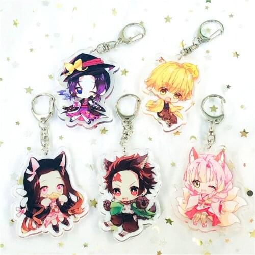 Keychain Anime Demon Slayer Kimetsu No Yaiba Kamado Tanjirou Key Ring Cute Pendant Gift Decoration Men and Women