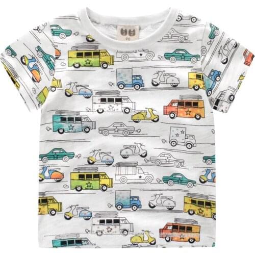 Brand Summer boys girls Short Sleeve t-shirt Jurassic World dinosaur Print car 3D Embroidery Cotton Kids Tees tops baby clothes