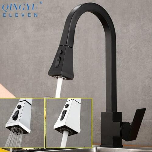 Black Kitchen Faucets Single Handle Pull Out Kitchen Mixer Tap 360 Degree Hot And Cold Water Mixer Tap For Kitchen Sink