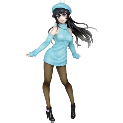 Sakurajima Mai Anime Action Figures Rascal Does Not Dream of Bunny Girl Jersey Dress Hand-Made 20 Cm Collectible Ornaments Toys