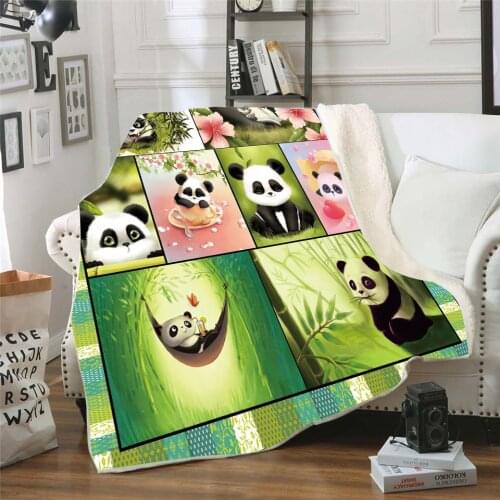 Panda 3d printed fleece blanket for Beds Hiking Picnic Thick Fashionable Bedspread Sherpa Throw Blanket 02