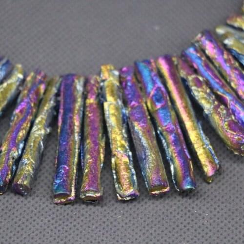 Kindgems, 8'' 2Strands Electro Purple Stone Necklace, Sediment Point Pendant,Top Drilled Nugget Beads Accessories Jewelry Making