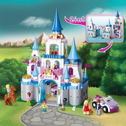 SLuban 815pcs Street View Pink Dream Series Sapphire Castle Building Block House Model Toy For Girls Christmas Birthday GiftsDIY