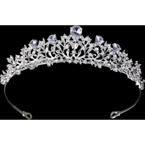 Bride Crown Tiara Cubic Zircon Wedding Tiaras and Crowns Women Leaf Headpiece Crystal Tiara de noiva Diadem CZ Hair Jewelry
