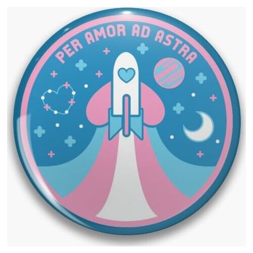 Space Pride Transgender Flag Soft Button Pin Funny Brooch Lapel Pin Women Fashion Collar Metal Lover Gift Clothes Decor Badge