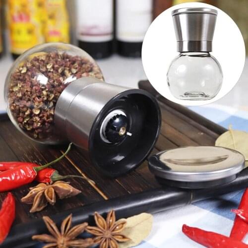 210ml Manual Seasoning Pepper Salt Mill Glass Round Bottle Grinder Kitchen Tool Easy to Use Glass Bottle home use