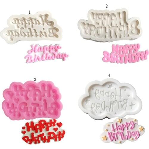 Many Happy Birthday Wave Shaped Silicone Mold DIY Handmade Cake Decoration Sugar Modeling Mold